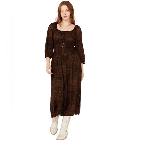 Stetson Women’s Patchwork Bandana Brown 100% Rayon Dress Size Extra Large - Picture 4 of 17